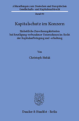 E-Book (pdf) Kapitalschutz im Konzern. von Christoph Bielak