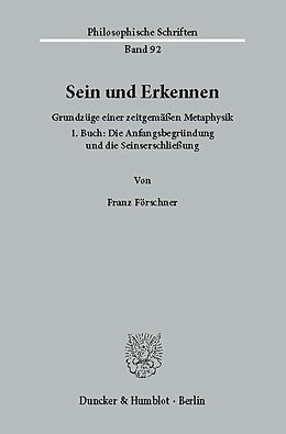E-Book (pdf) Sein und Erkennen. von Franz Förschner