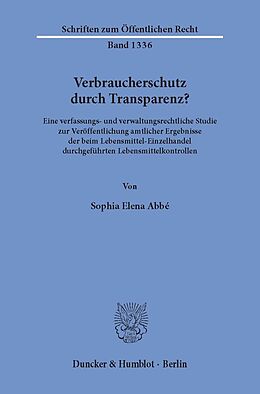 E-Book (pdf) Verbraucherschutz durch Transparenz? von Sophia Elena Abbé