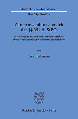E-Book (pdf) Zum Anwendungsbereich der §§ 359 ff. StPO. von Sara Brinkmann