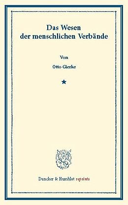 E-Book (pdf) Das Wesen der menschlichen Verbände. von Otto Gierke