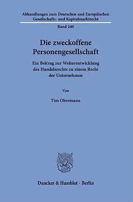 E-Book (pdf) Die zweckoffene Personengesellschaft von Tim Obermann