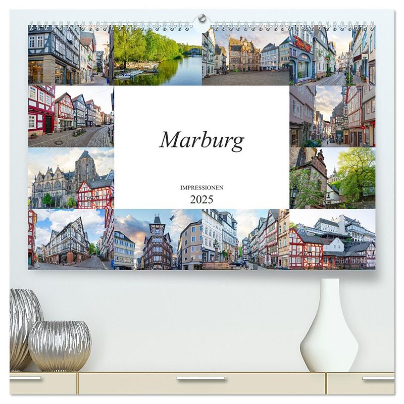 Marburg Impressionen (hochwertiger Premium Wandkalender 2025 DIN A2 quer), Kunstdruck in Hochglanz