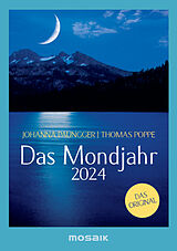 Kalender Das Mondjahr 2024 - s/w Taschenkalender von Johanna Paungger, Thomas Poppe