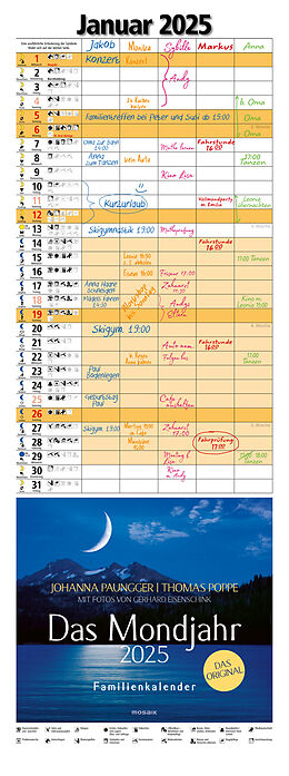 Kalender Das Mondjahr 2025 - Familienkalender von Johanna Paungger, Thomas Poppe