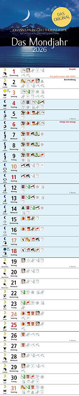 Kalender Das Mondjahr 2026 - Streifenkalender von Johanna Paungger, Thomas Poppe