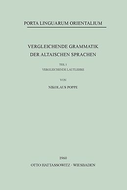 Kartonierter Einband Vergleichende Grammatik der altaischen Sprachen von Nicholas Poppe