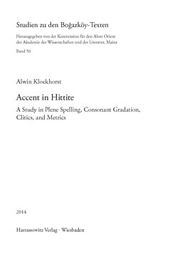 eBook (pdf) Accent in Hittite de Alwin Kloekhorst