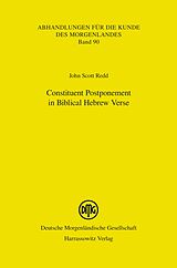 eBook (pdf) Constituent Postponement in Biblical Hebrew Verse de John Scott Redd