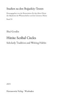 eBook (pdf) Hittite Scribal Circles de Shai Gordin