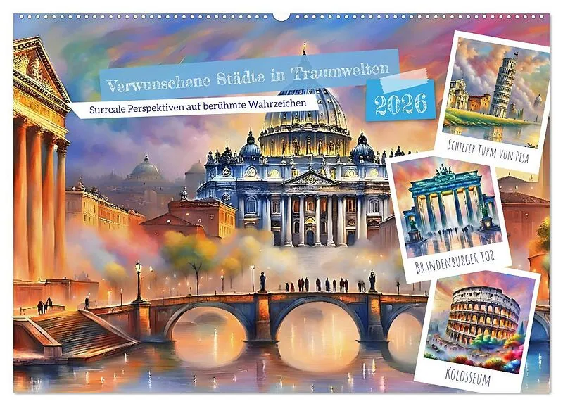 Verwunschene Städte in Traumwelten (Wandkalender 2026 DIN A2 quer), CALVENDO Monatskalender