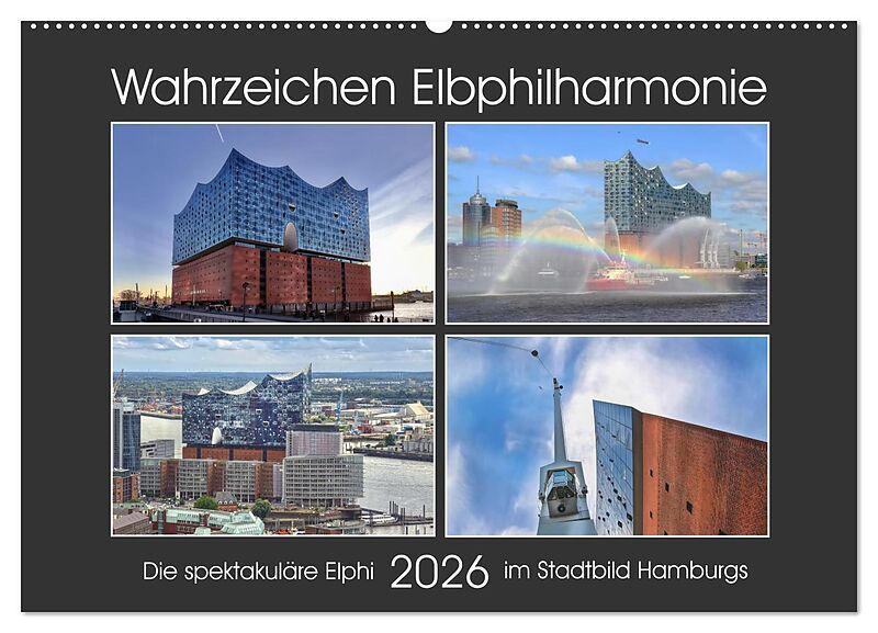 Wahrzeichen Elbphilharmonie (Wandkalender 2026 DIN A2 quer), CALVENDO Monatskalender