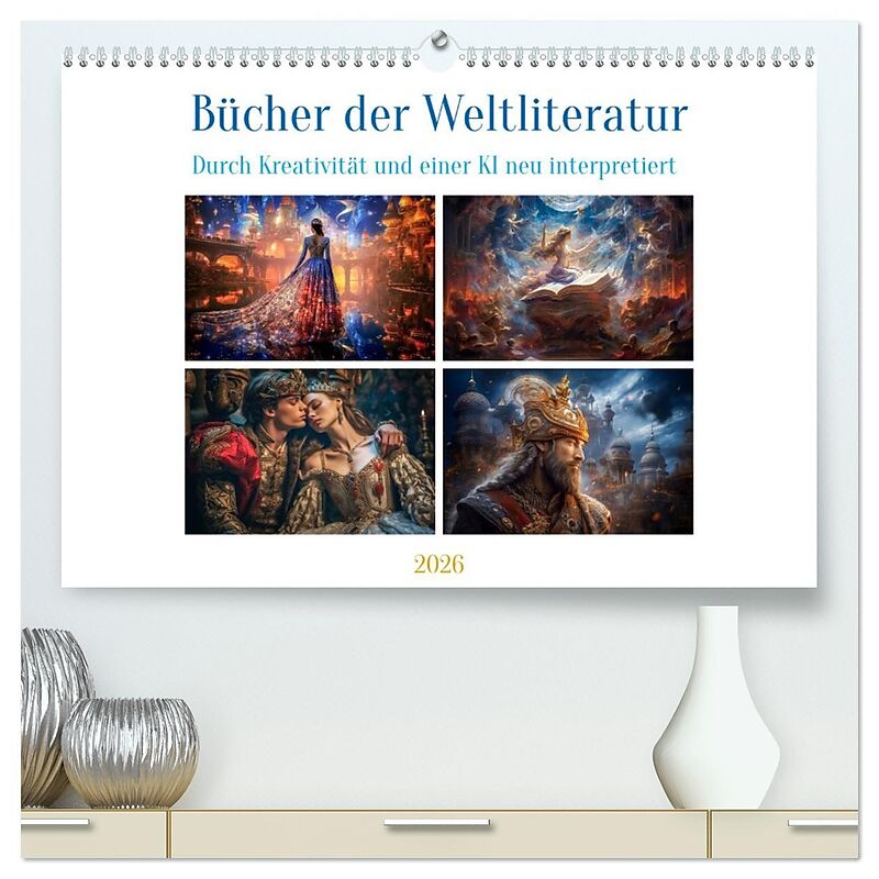 Bücher der Weltliteratur (hochwertiger Premium Wandkalender 2026 DIN A2 quer), Kunstdruck in Hochglanz