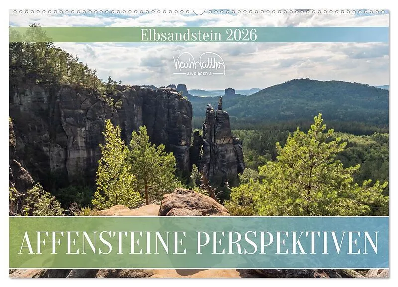 Affensteine Perspektiven - Elbsandstein (Wandkalender 2026 DIN A2 quer), CALVENDO Monatskalender