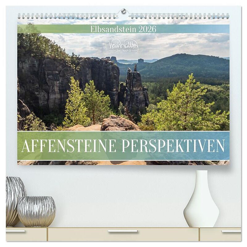 Affensteine Perspektiven - Elbsandstein (hochwertiger Premium Wandkalender 2026 DIN A2 quer), Kunstdruck in Hochglanz