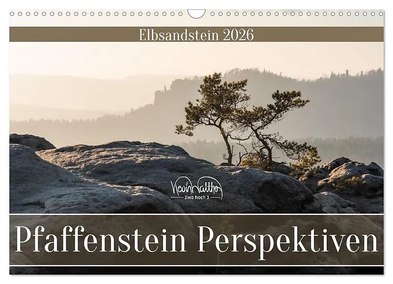 Pfaffenstein Perspektiven - Elbsandstein (Wandkalender 2026 DIN A3 quer), CALVENDO Monatskalender