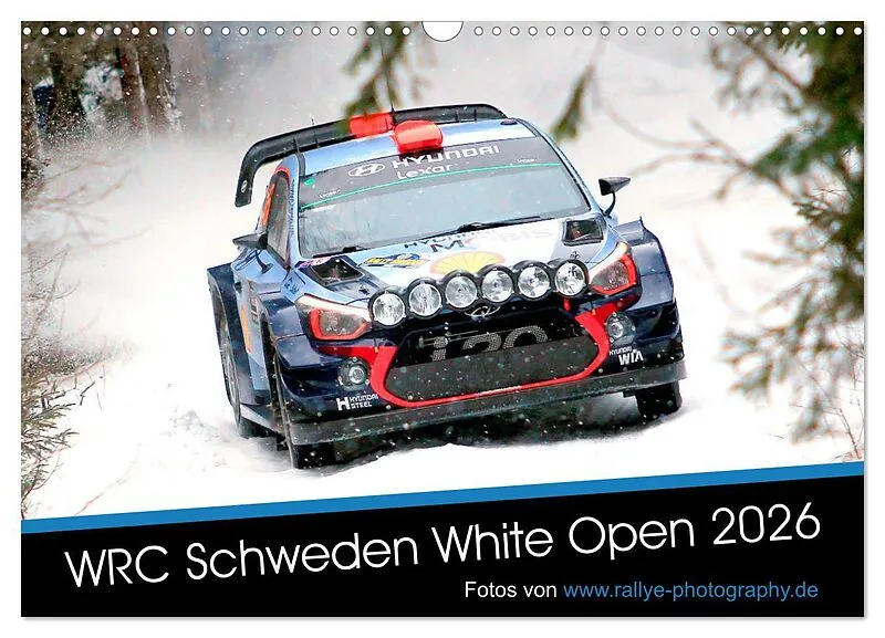 WRC Schweden White Open 2026 (Wandkalender 2026 DIN A3 quer), CALVENDO Monatskalender