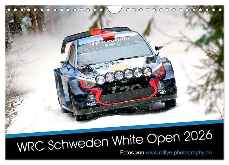 WRC Schweden White Open 2026 (Wandkalender 2026 DIN A4 quer), CALVENDO Monatskalender