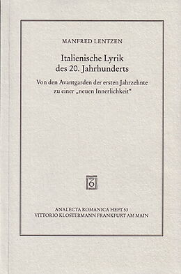 Kartonierter Einband Italienische Lyrik des 20. Jahrhunderts von Manfred Lentzen
