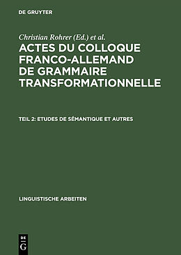 Livre Relié Etudes de sémantique et autres de Christian Rohrer