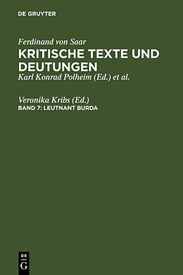 Fester Einband Ferdinand von Saar: Kritische Texte und Deutungen / Leutnant Burda von 