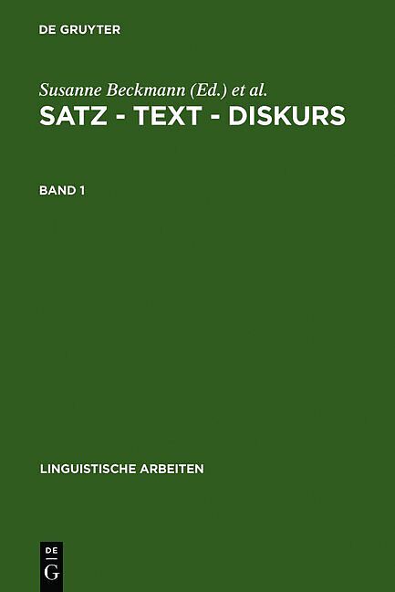 Satz  Text  Diskurs / Satz  Text  Diskurs. Band 1