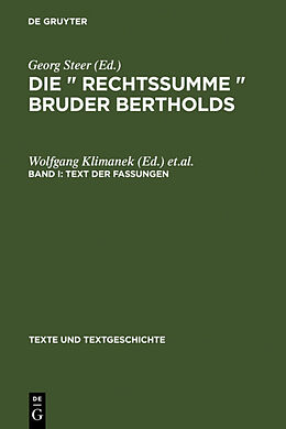 Fester Einband Die »Rechtssumme« Bruder Bertholds / Text der Fassungen von 