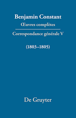 Fester Einband Correspondance 1803 1805 von Benjamin Constant