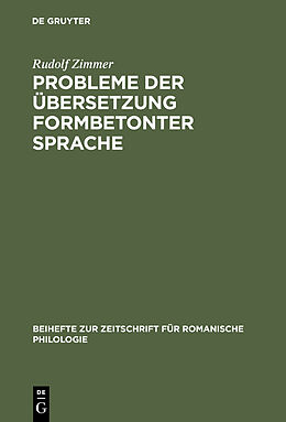 Fester Einband Probleme der Übersetzung formbetonter Sprache von Rudolf Zimmer