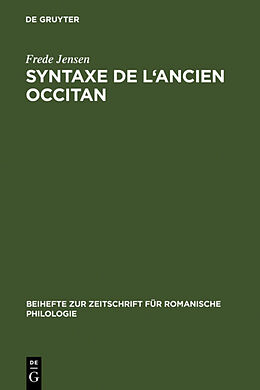 Livre Relié Syntaxe de l'ancien occitan de Frede Jensen