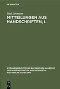 E-Book (pdf) Mitteilungen aus Handschriften, I. von Paul Lehmann