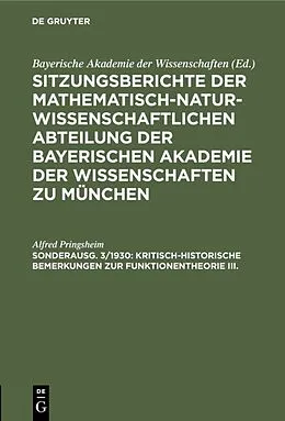 PDF Kritisch-historische Bemerkungen zur Funktionentheorie III. von Alfred Pringsheim