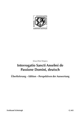 Paperback Interrogatio Sancti Anselmi de Passione Domini, deutsch von Klaus Peter Wegera, Klaus-Peter Wegera