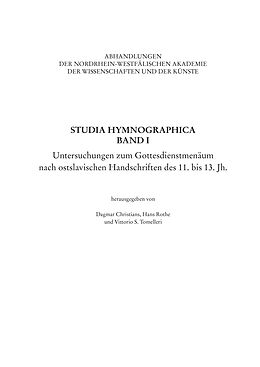 Kartonierter Einband Studia Hymnographica Band I von 