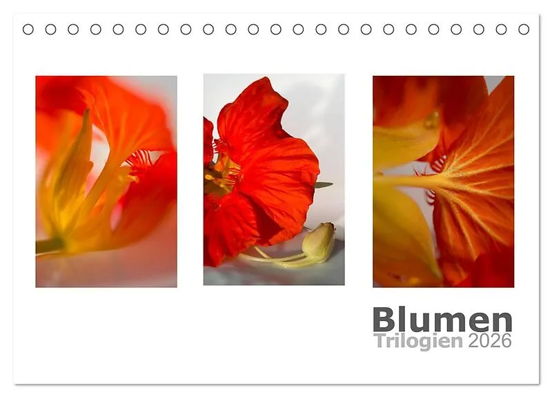Blumen Trilogien (Tischkalender 2026 DIN A5 quer), CALVENDO Monatskalender
