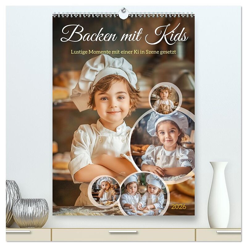 Backen mit Kids (hochwertiger Premium Wandkalender 2026 DIN A2 hoch), Kunstdruck in Hochglanz