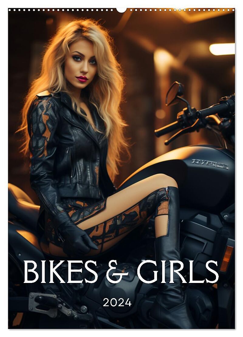 Bikes and Girls: Sexy Mädels auf heißen Mottorrädern (Wandkalender 2026 DIN A2 hoch), CALVENDO Monatskalender