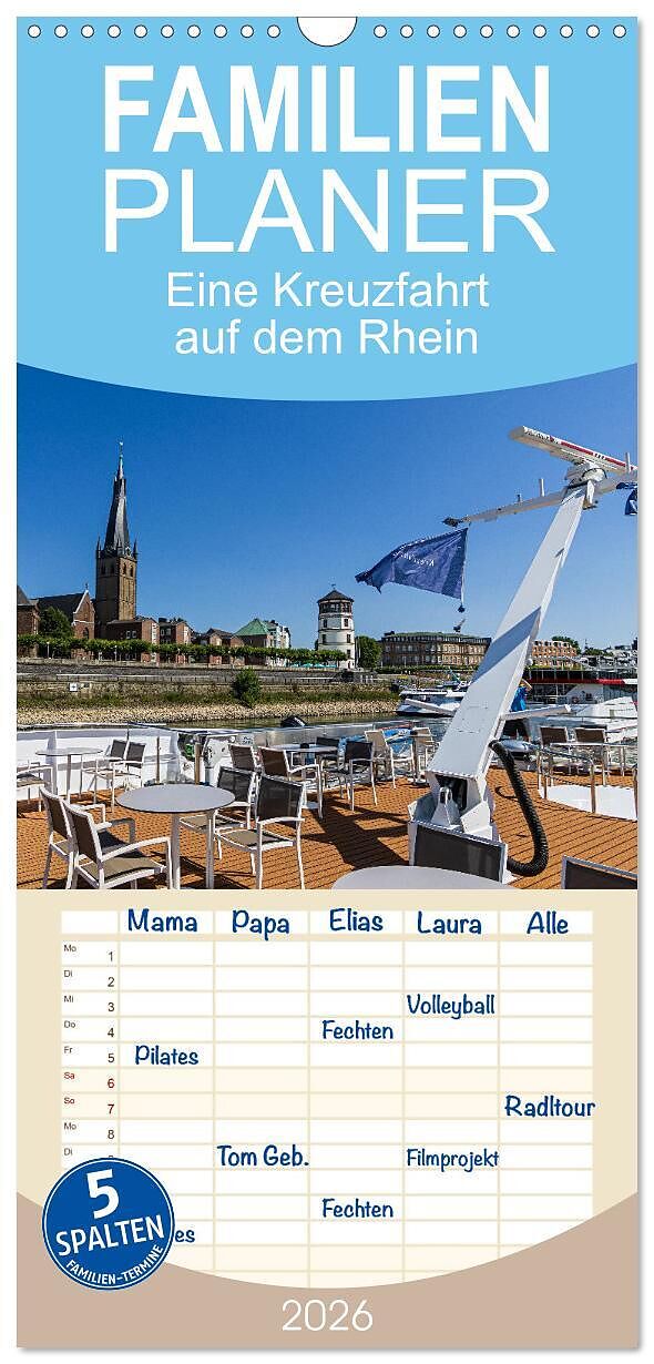 Familienplaner 2026 - Eine Kreuzfahrt auf dem Rhein mit 5 Spalten (Wandkalender, 21 x 45 cm) CALVENDO