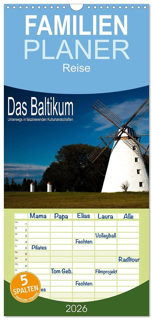 Familienplaner 2026 - Das Baltikum - Unterwegs in faszinierenden Kulturlandschaften mit 5 Spalten (Wandkalender, 21 x 45 cm) CALVENDO