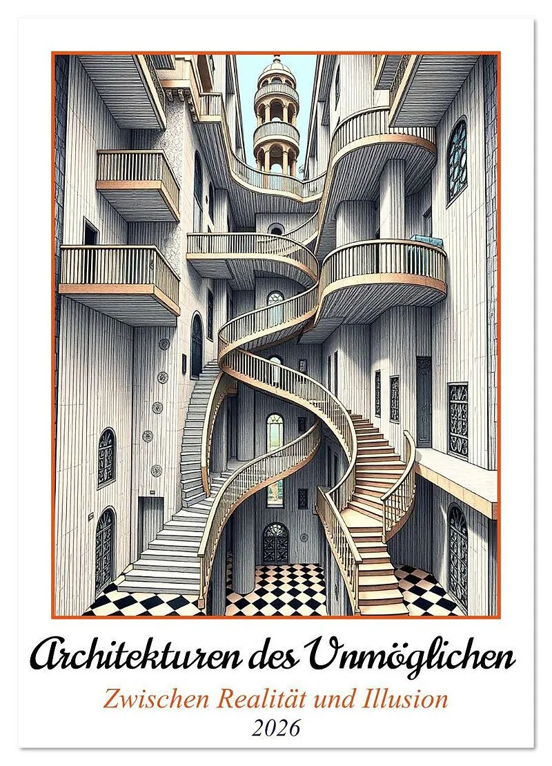 Architekturen des Unmöglichen - Zwischen Realität und Illusion (Wandkalender 2026 DIN A2 hoch), CALVENDO Monatskalender