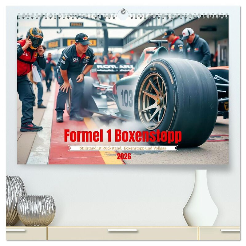 Formel 1 Boxenstopp (hochwertiger Premium Wandkalender 2026 DIN A2 quer), Kunstdruck in Hochglanz