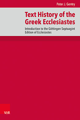 Livre Relié Text History of the Greek Ecclesiastes de Peter J. Gentry