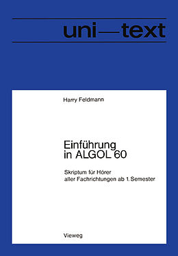 Kartonierter Einband Einführung in ALGOL 60 von Harry Feldmann