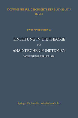 Kartonierter Einband Einleitung in die Theorie der analytischen Funktionen von Karl Weierstraß, Peter Ullrich