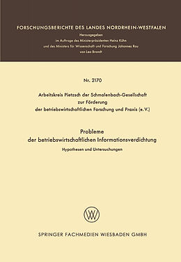 Kartonierter Einband Probleme der betriebswirtschaftlichen Informationsverdichtung von Hans Joachim Dressel, Hans Bernhard Egert, Kurt Enders