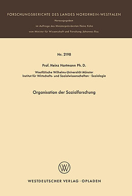 Kartonierter Einband Organisation der Sozialforschung von Heinz Hartmann