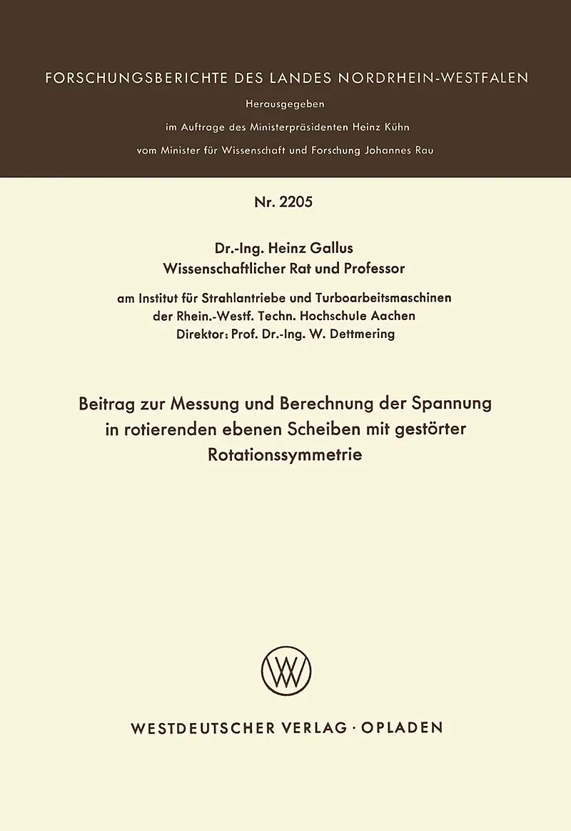 Beitrag zur Messung und Berechnung der Spannungen in rotierenden ebenen Scheiben mit gestörter Rotationssymmetrie