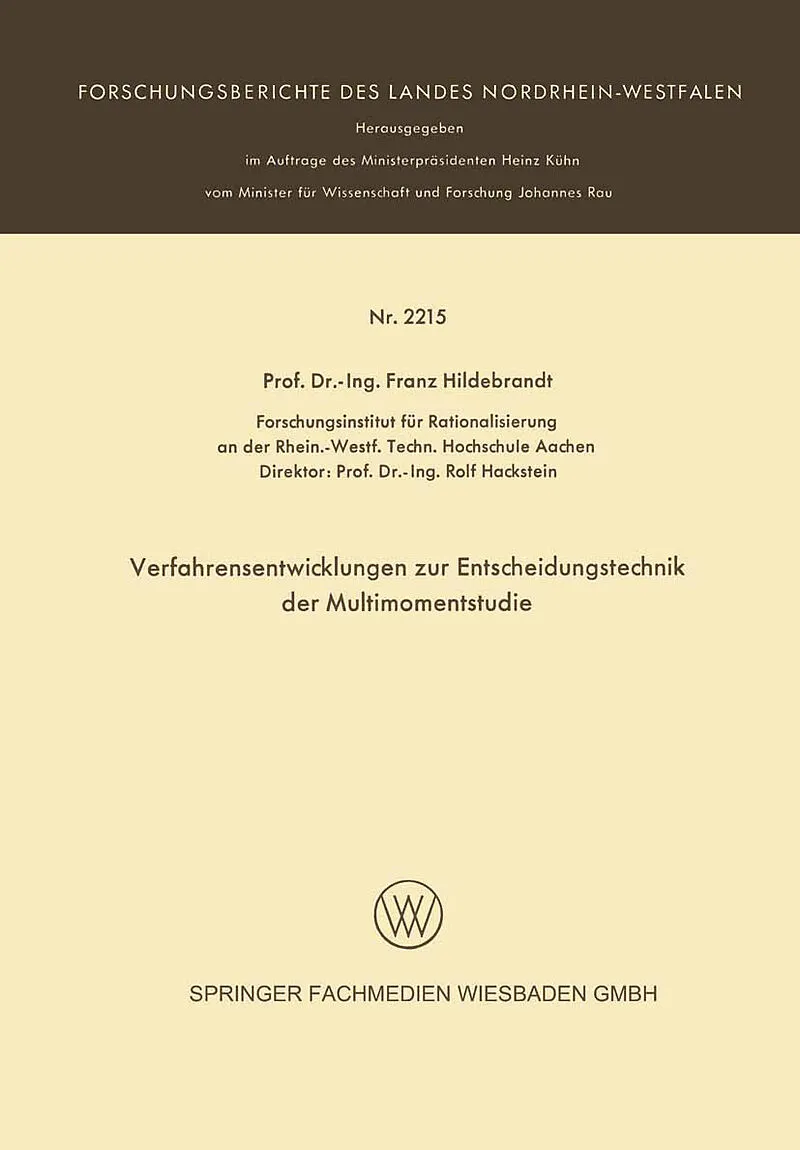 Verfarensentwicklungen zur Entscheidungstechnik der Multimomentstudie