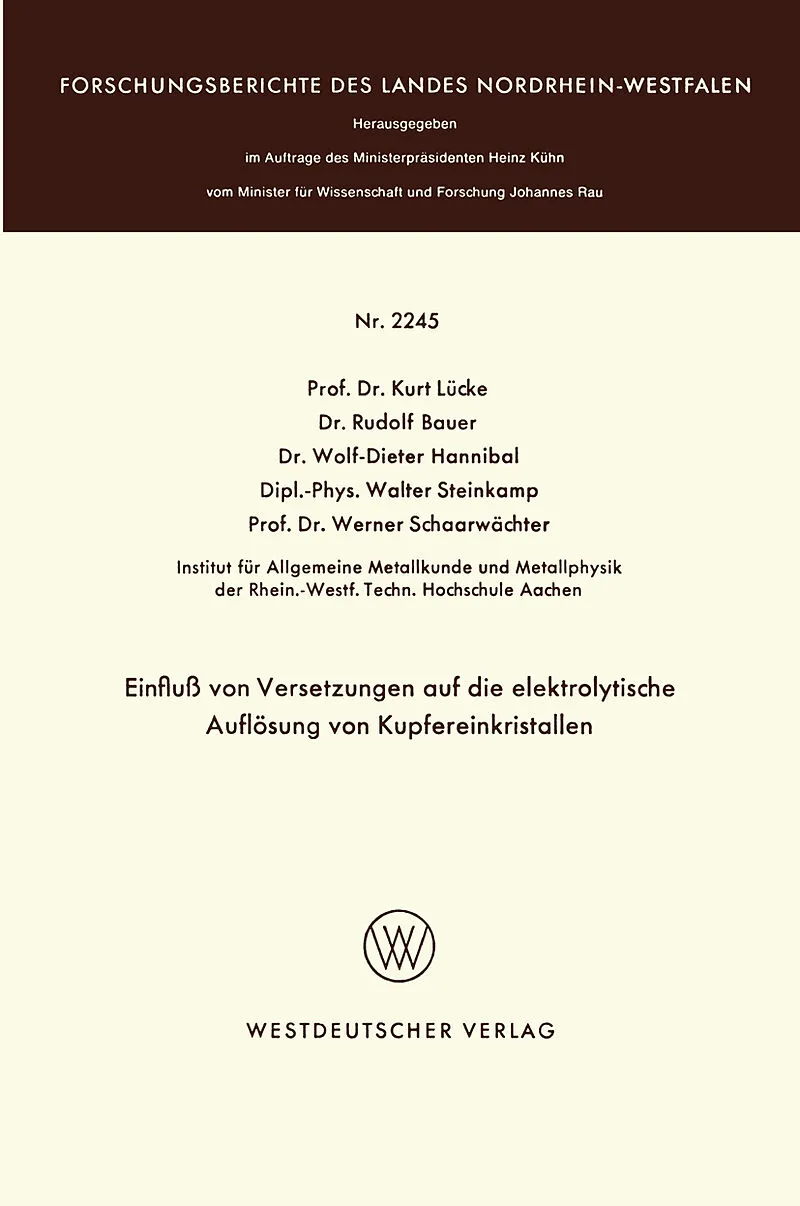 Einfluß von Versetzungen auf die elektrolytische Auflösung von Kupfereinkristallen