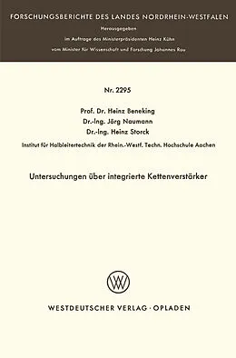 Kartonierter Einband Untersuchungen über integrierte Kettenverstärker von Heinz Beneking